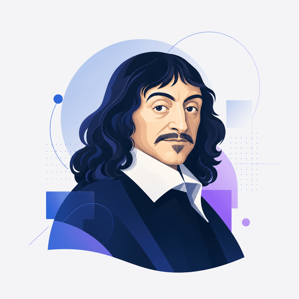 Modern illustrated portrait of René Descartes